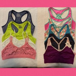 BUNDLE LOT OF Girls XL sports bras (8 total)
